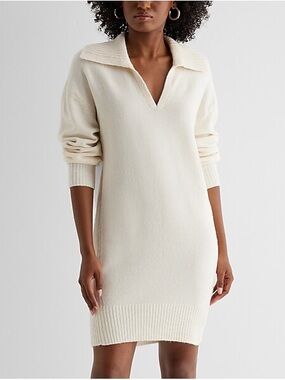 V-Neck Mini Sweater Polo Dress
